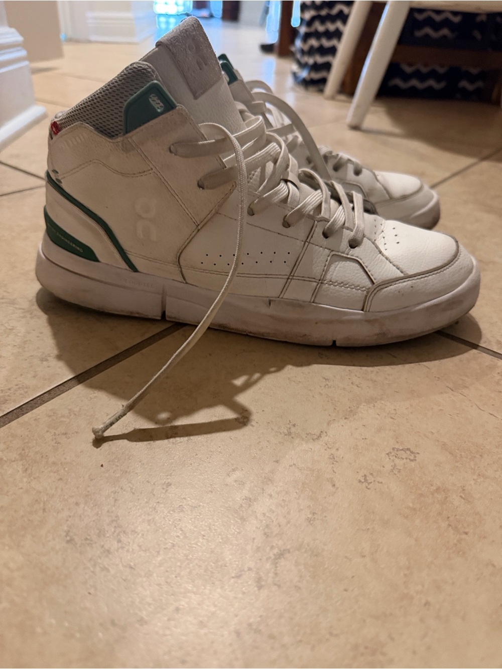 On Running Kids White High-Top Sneakers with Teal Accents